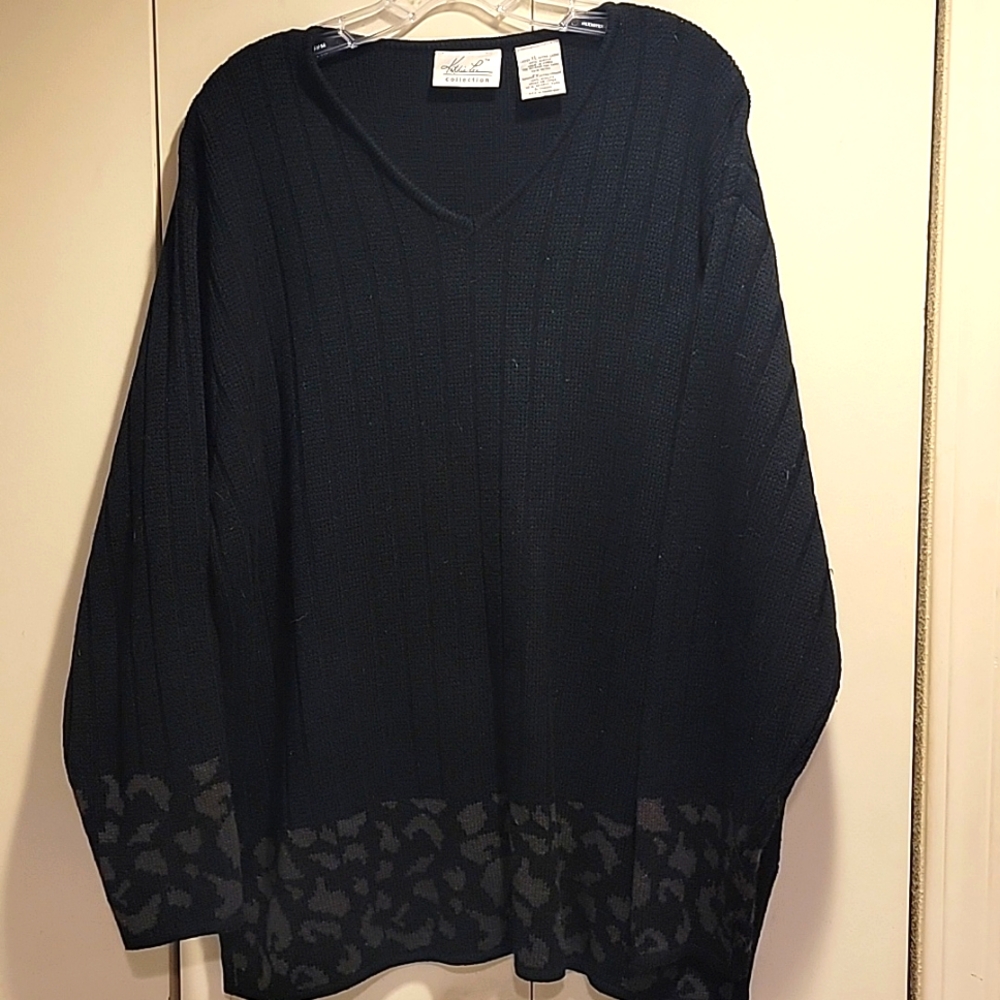 Ladies Kathy Lee Collection Black V-Neck Sweater Size XL